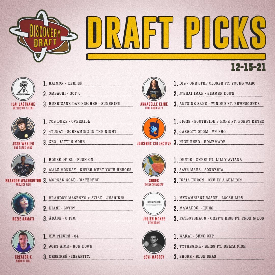 Hyped to be apart of the group of curators for The Discovery Draft, putting y’all on to Hip Hop artists who are next up! 

Like + bump the playlist here: open.spotify.com/playlist/3C9Mm…