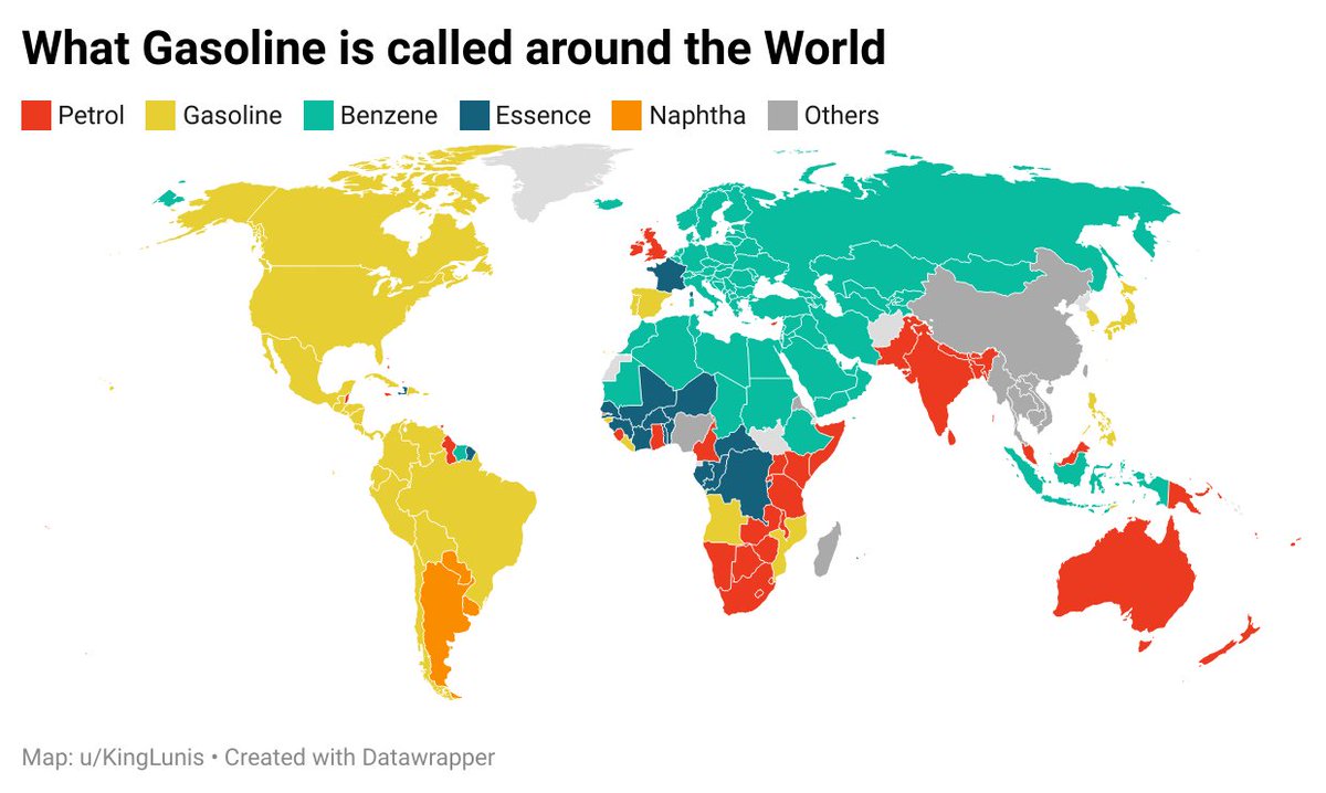 PoloalSur's tweet photo. Nombres de la gasolina alrededor del mundo. https://t.co/wBFGeY9WeC