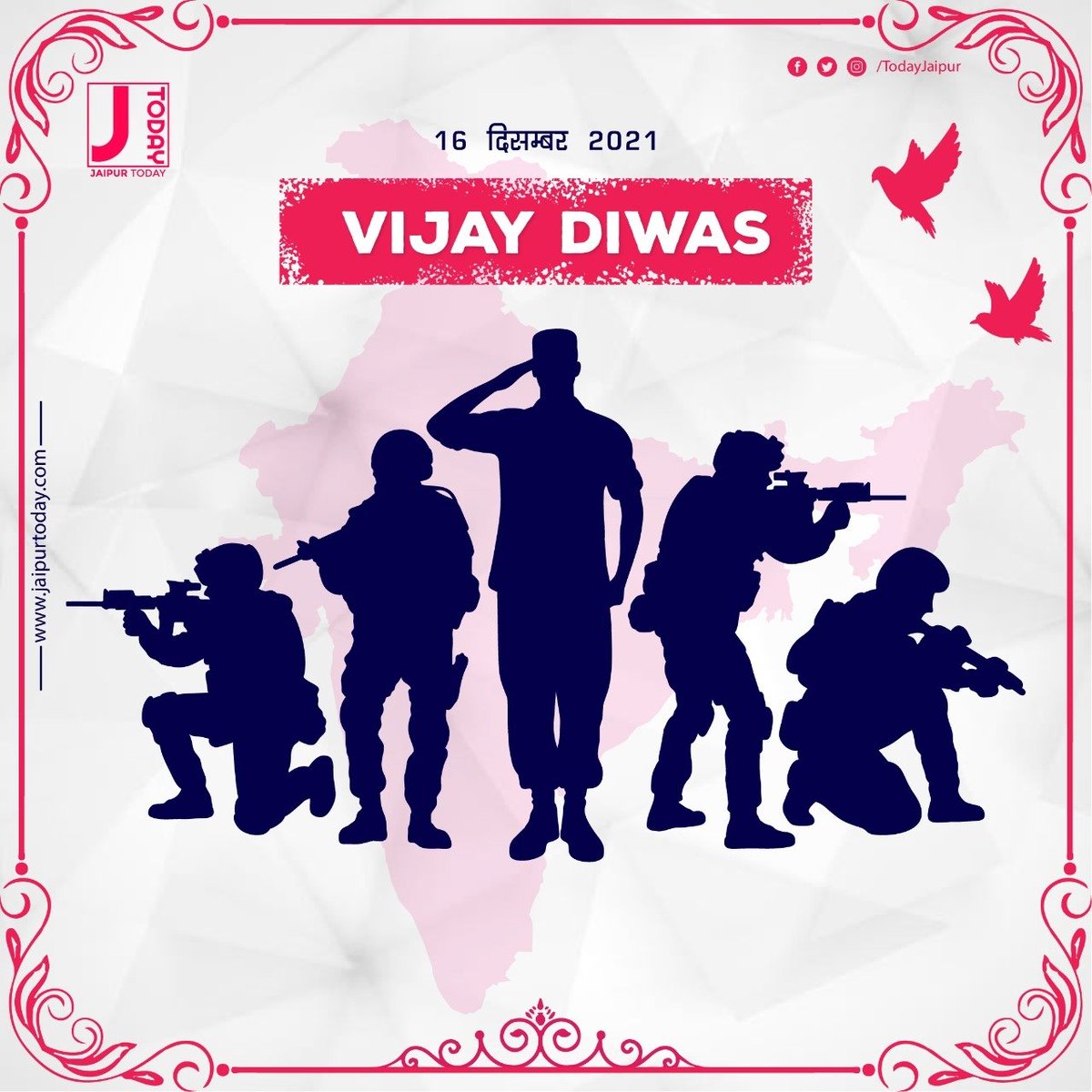 TodayJaipur's tweet photo. A brave salute to every soldier on Vijay Diwas. Hail India.
#JaipurToday #Jaipur #Rajasthan
#VijayDiwas #VictoryDay https://t.co/XUBma8XERG