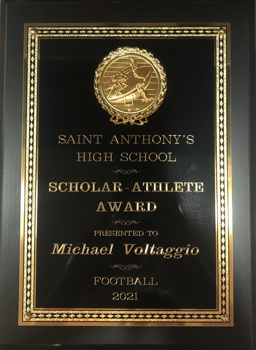 Beyond blessed to be named scholar-athlete of the year for the 2021 football season. Academics always come first 
<a href="/StAnthonysFB/">Friar Football</a> <a href="/StAnthonysHS/">St. Anthony's HS</a>