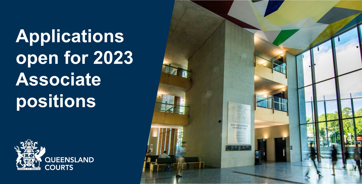 Applications are now open for the positions of Judge's Associate in 2023. 

Applications close on Friday, 28 January 2022 at 5.00pm.

Read more:  bit.ly/328T5hS

#auslaw