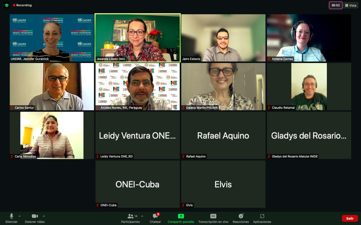 pjosabad's tweet photo. Última reunión ordinaria del bienio 2020-2021 del Grupo de Trabajo sobre la Medición y Registro de Indicadores Relativos a la Reducción del Riesgo de Desastres #GTRRD de la #CEA @cepal_onu haciendo un balance de lo avanzado y comentando los próximos pasos para el bienio 2022-2023 https://t.co/D4PD9Ri1hz