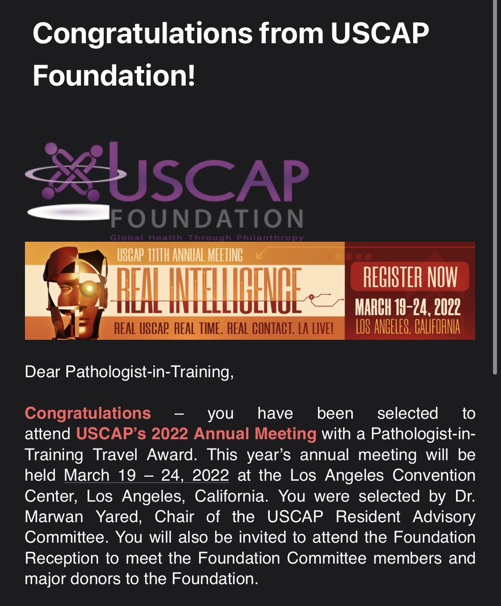 BAlkamachi's tweet photo. Won USCAP 2022 Pathologist-in-Training Travel Award! https://t.co/A9cuAKtZIm