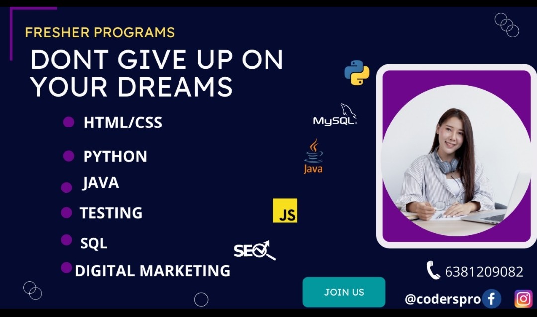 codersprotech's tweet image. FRESHER PROGRAMS
#Java #education #technology #University  #javascript #pythonlearning #bangalore #Chennai