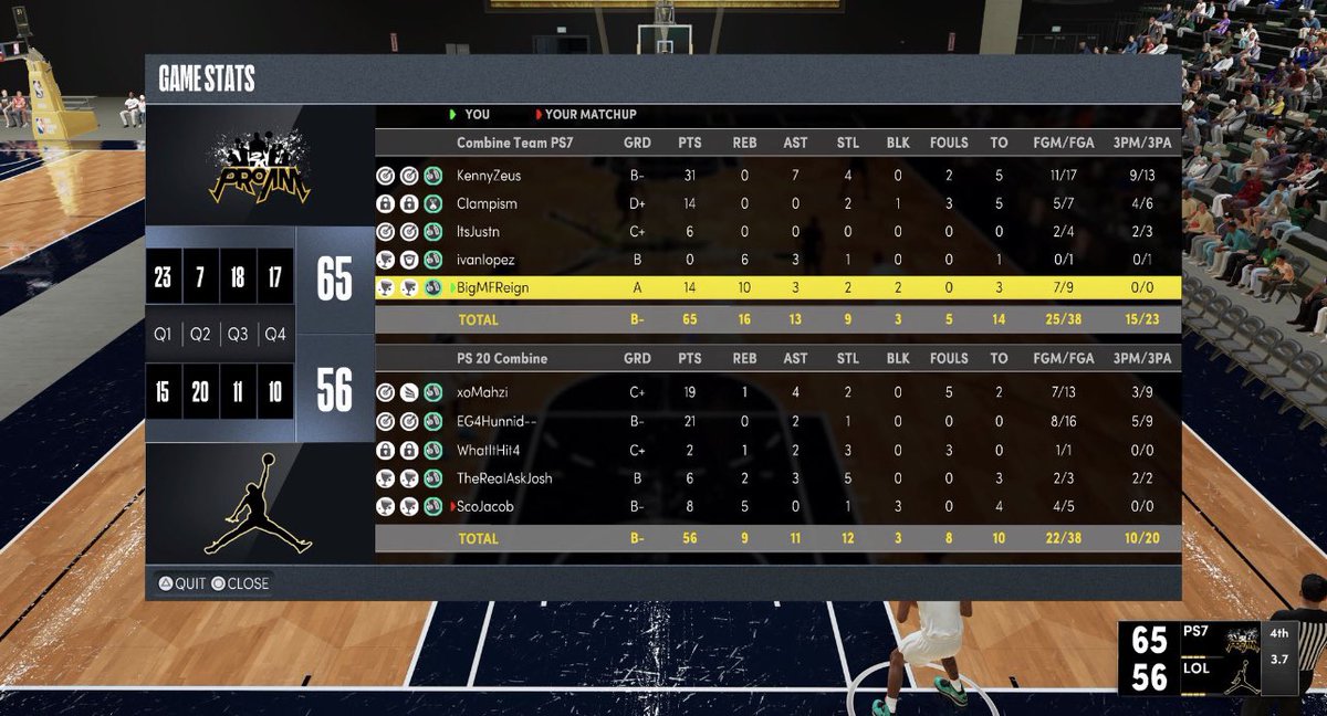 AskJosh_'s tweet image. Forgot to post yesterday but 1-3 Day 2 of the #2KLCombine 😭 finished 4-4