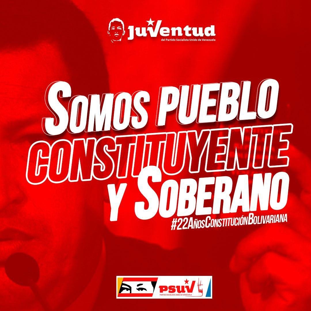 Somos un Pueblo constituyente y soberano y aquel 15 de diciembre de 1999 hicimos historia, hace 22 años el pueblo Venezolano decidió dar un paso adelante de cara a las nuevas necesidades del hombre y de la sociedad venezolana al aprobar nuestra actual Carta Magna. <a href="/NicolasMaduro/">Nicolás Maduro</a>