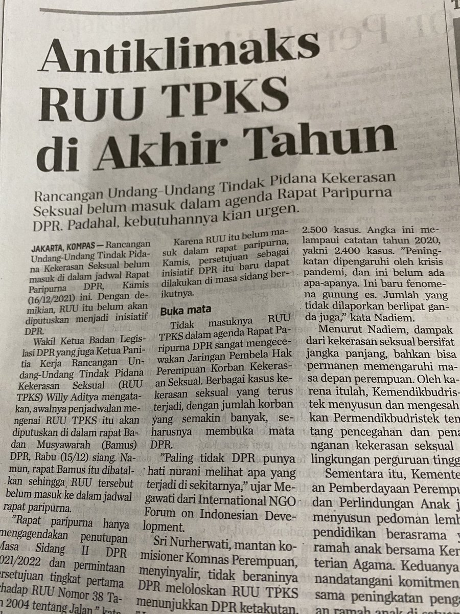 Apa lagi yang belum terjadi dan harus terjadi agar RUU TPKS bisa disahkan jadi usulan DPR? Gagal terus bertahun-tahun.

Harus cari restu siapa? 

#SahkanRUUTPKS