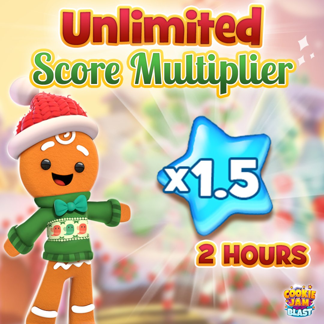 cookiejamblast's tweet photo. 🎶On the second day of Giveaways🎶
Cookie Jam Blast gave to me
2 hours of Score Multipliers!
Celebrate in-game now and come back tomorrow for another gift!
#CookieJamBlast https://t.co/VX0wdrHm08
