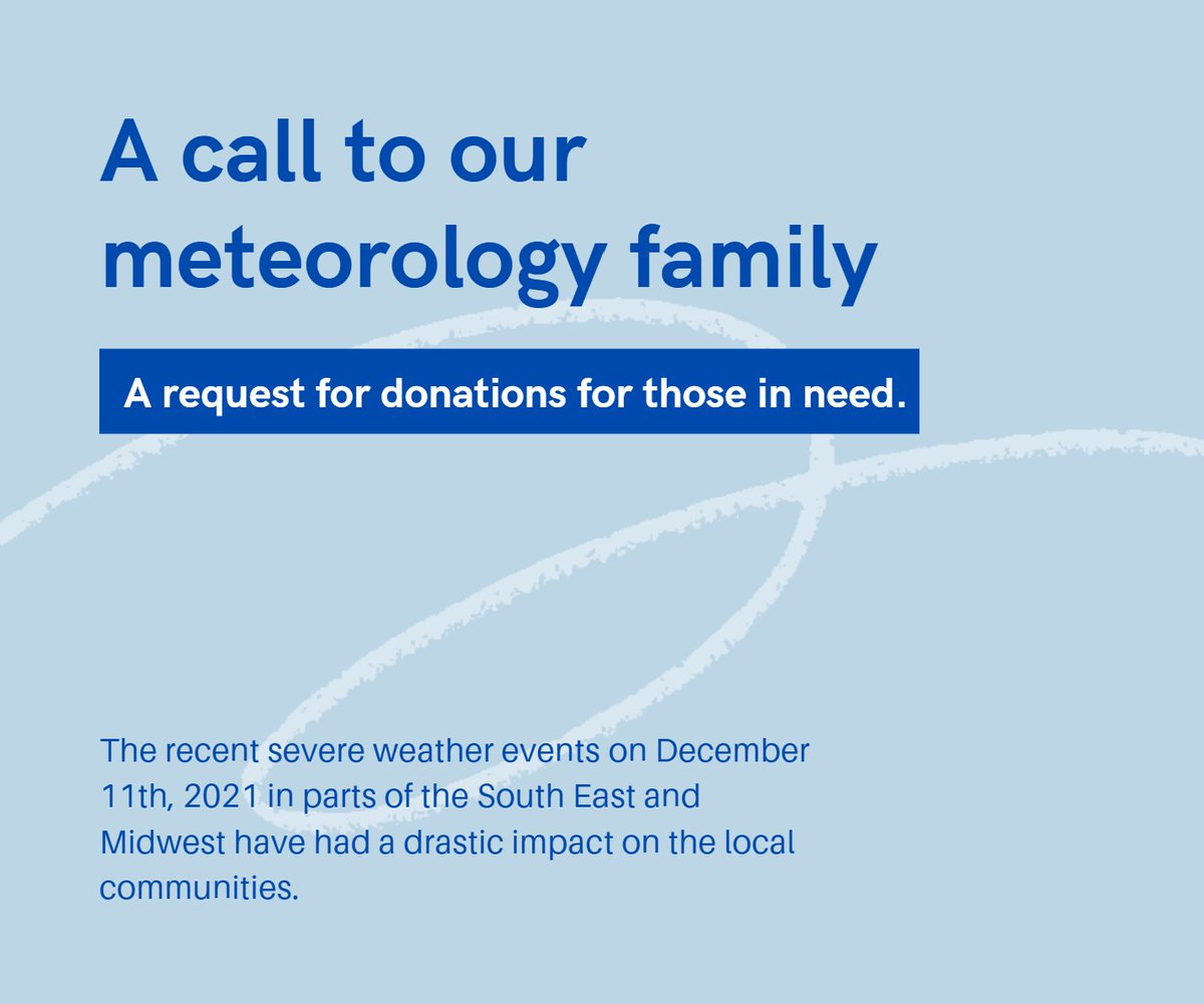 EastMissNWA_AMS's tweet photo. Our chapter is collecting donations to help those in Kentucky impacted by the severe weather events on December 11th. 100% of donations will go towards the Team Western Kentucky Tornado Relief Fund. For questions please DM our account or contact our President, @brennabettswx. https://t.co/lQC76TShNF
