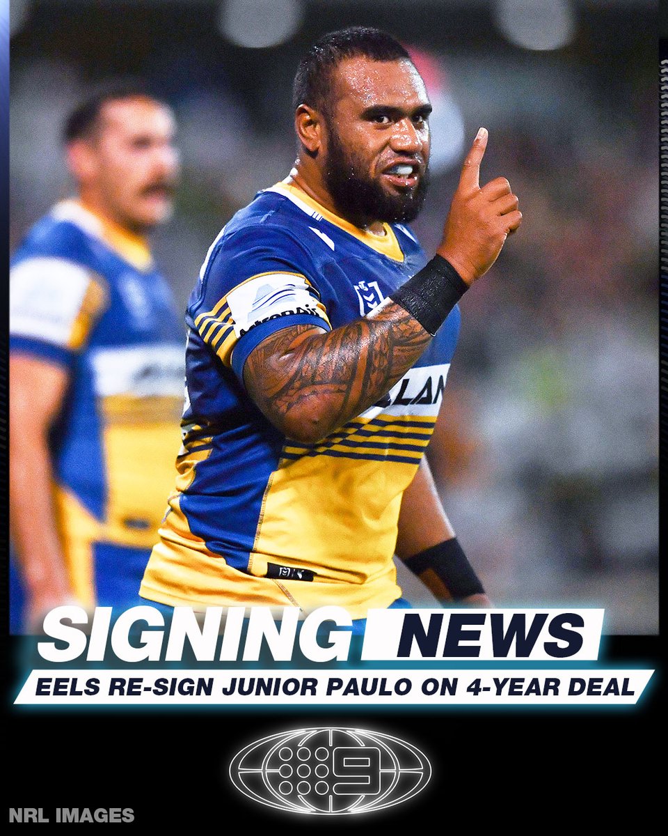NRLonNine's tweet photo. The Eels have LOCKED down the big Origin star! 🔒🔵🟡

#9WWOS #NRL https://t.co/Uf4lfjus7G