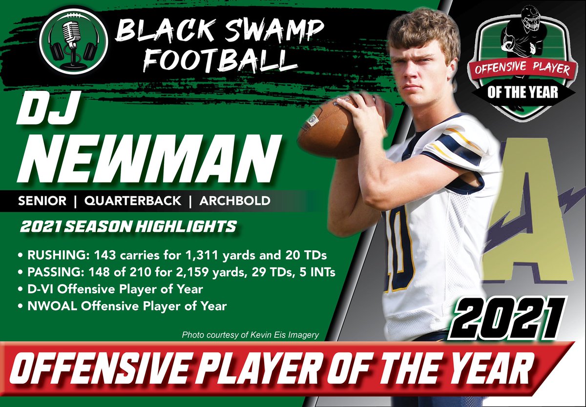 blackswampfb's tweet photo. Congrats to our Offensive Player of the Year @DJNewman_ of @ArchboldFB! Our awards story will be released on our website tomorrow. https://t.co/bF8fLETW1R