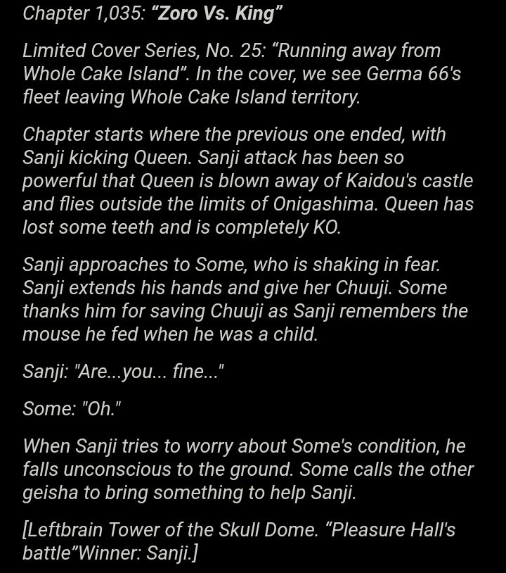 One Piece Chapter 1035 – Zoro VS King: Right-Hand