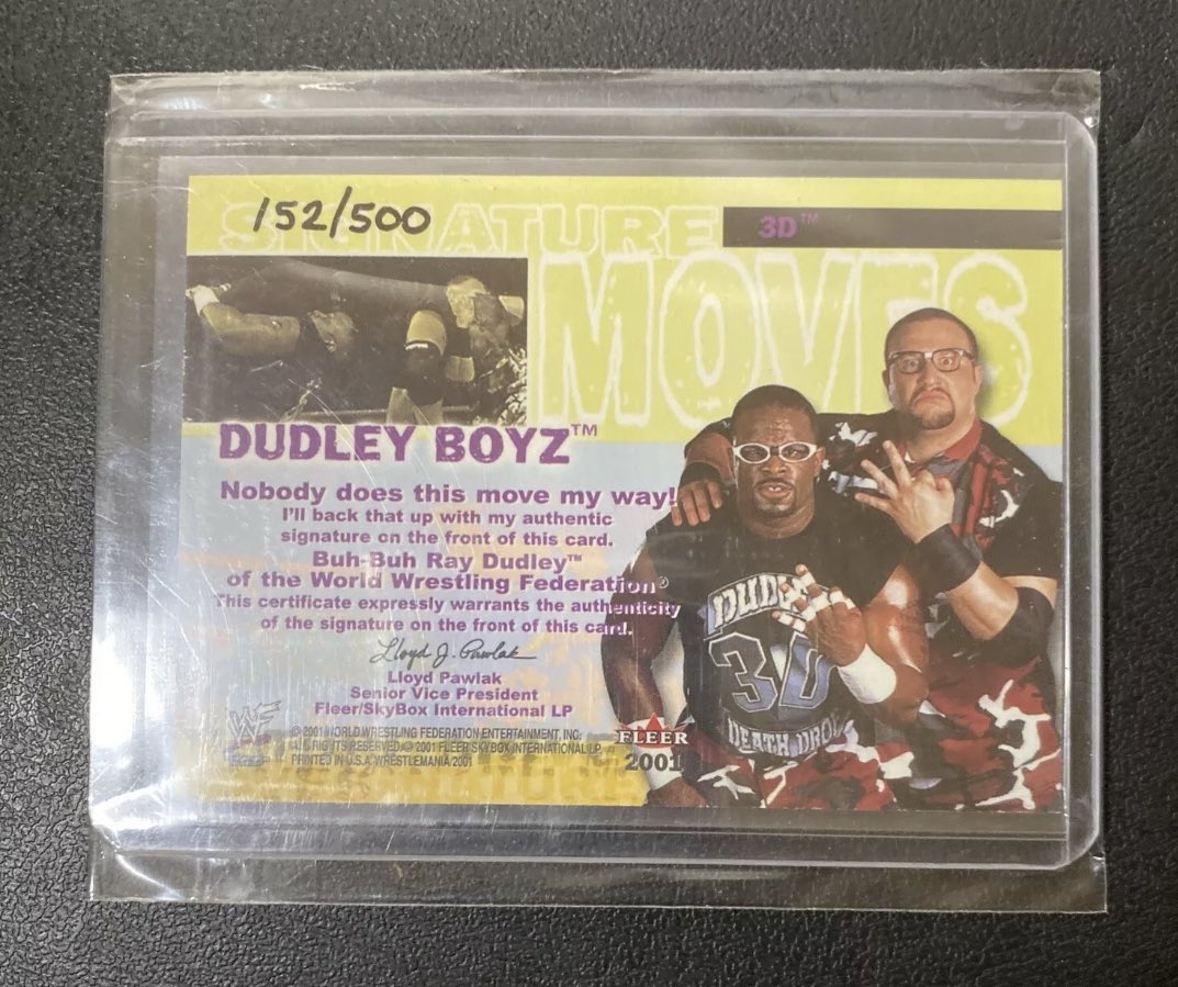 Axel_Foley13's tweet image. Underrated On Card Autos #’d/500 from @bullyray5150 and @TestifyDVon WWF Fleer WrestleMania and Raw is War sets have some legendary autos including the first on-card autograph of @steveaustinBSR! #3D #wassssup #dudleyboyz #HOF #thehobby