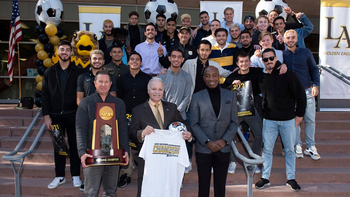 Thanks to our <a href="/LAGoldenEagles/">Cal State LA Athletics</a> fans for coming out to congratulate and welcome home our <a href="/NCAADII/">NCAA Division II</a> National Champion #CalStateLA men's soccer team! More celebrations to come in the new year. 🏆