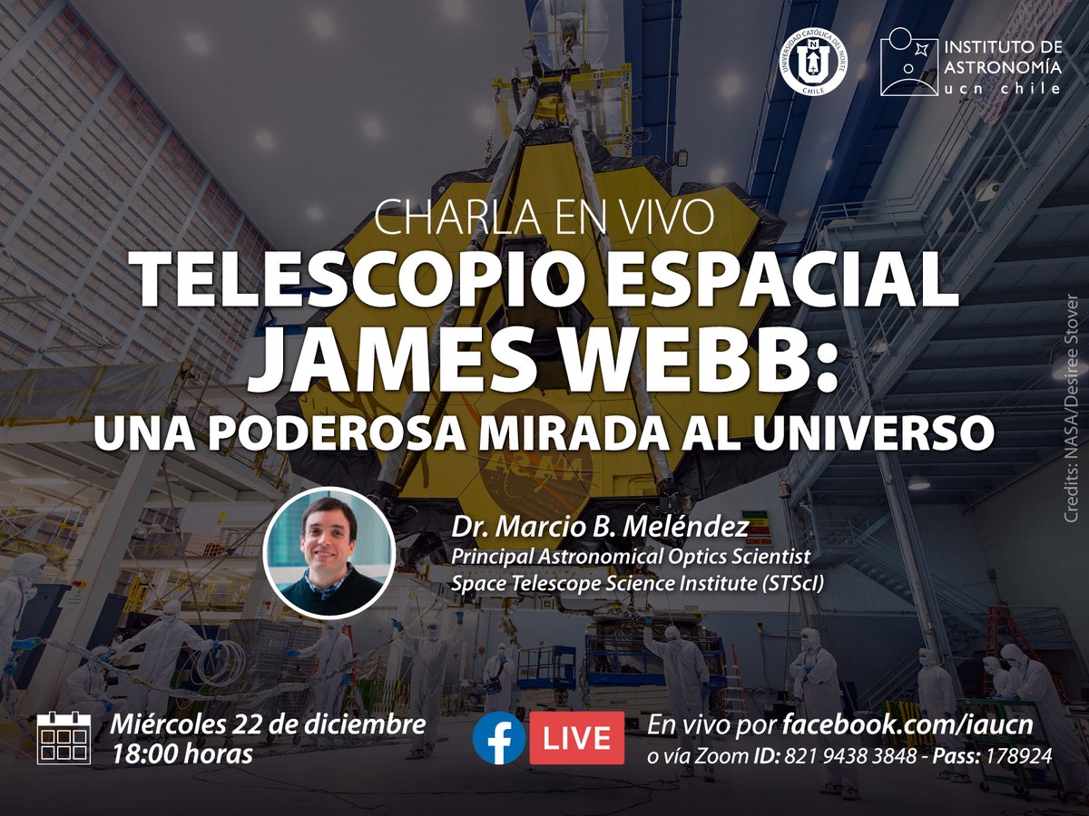 AstroUCN's tweet photo. Se acerca el lanzamiento 🚀 del telescopio espacial #JamesWebb y... ¡tendremos un científico que lo conoce muy bien!🤩

Miércoles 22 de diciembre a las 18:00 horas de Chile.

Vía Facebook: https://t.co/wyKgW8kD3D
Vía Zoom: https://t.co/DaS2Z5cJEW #astronomía #NASA https://t.co/caK3nJ3OoE