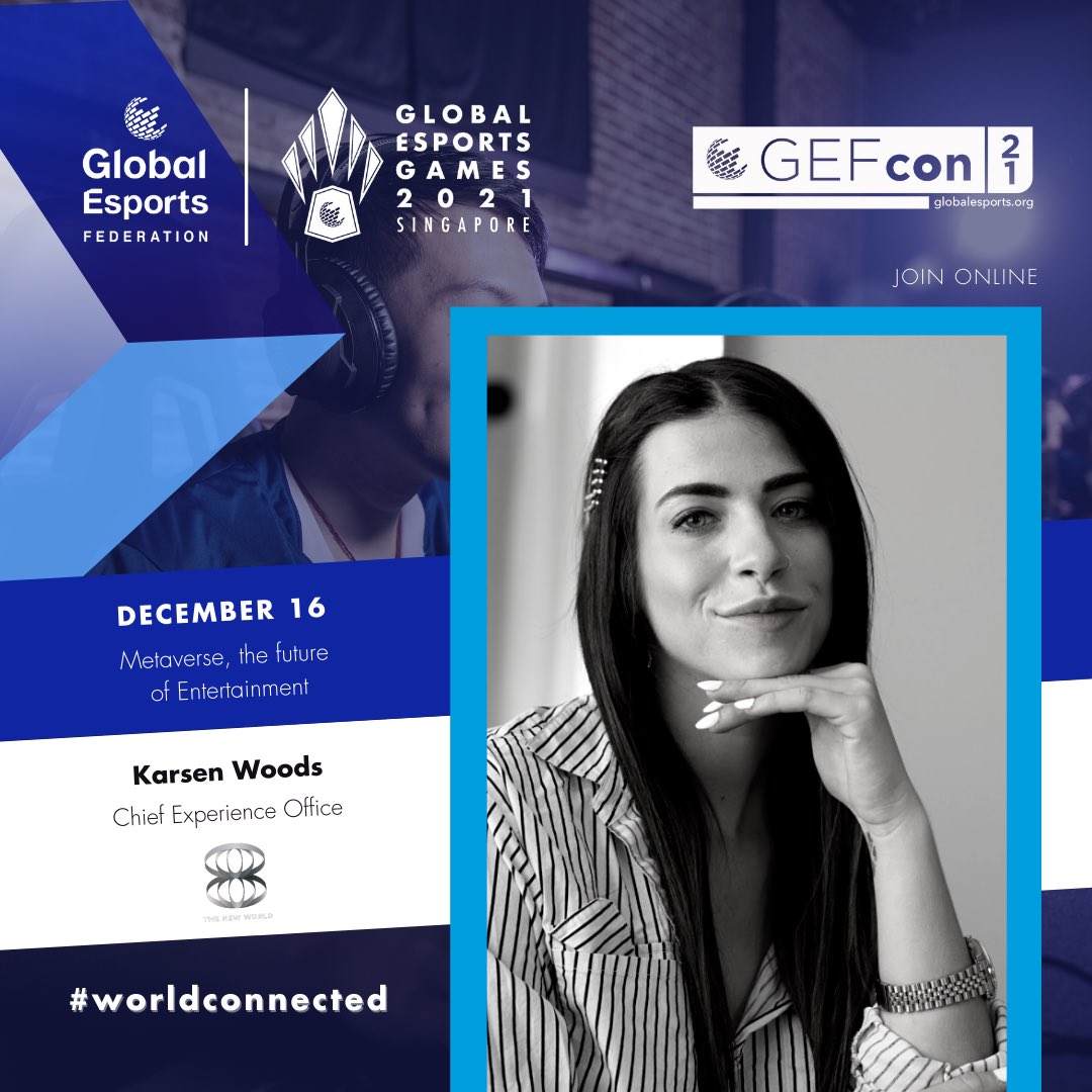 🎙 tomorrow 🎙 I’m on at #GEFCON2021 talking “Metaverse, the future of Entertainment" with <a href="/GE_Federation/">Global Esports Federation</a> for <a href="/888tnw/">888 The New World</a> as part of their programming for the Global Esports Games! register here buff.ly/3DnSvun 🤩
#globalesportsgames #esports
 #worldconnected