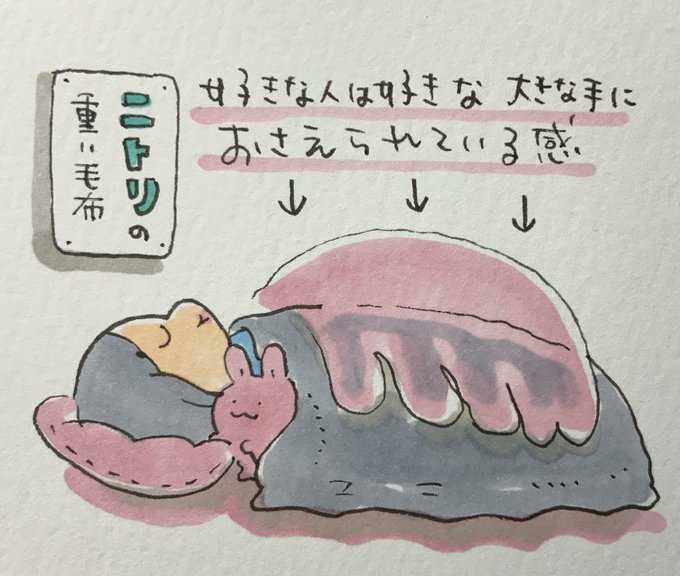最近毛布が一枚欲しくて、せっかくだからと前々から気になっていたニトリの重い毛布を買いました。まだ買って数日なのですがズシッとくるというよりは体にかけて横になると大きな手に優しく押さえられている感じが私は中々好きです。 