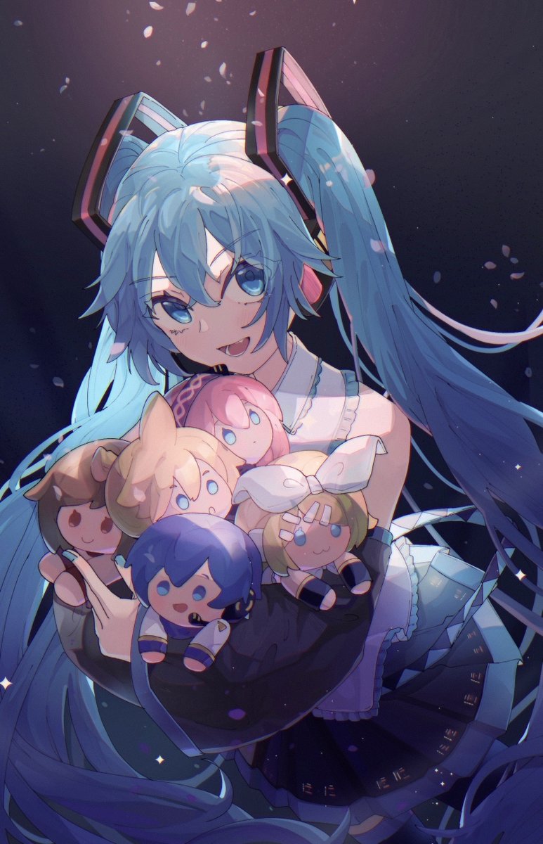 初音ミク「Linchさんのミクさん!他のピアプロキャラクターズのぬいぐるみを腕いっぱいに抱」|piapro(ピアプロ)のイラスト