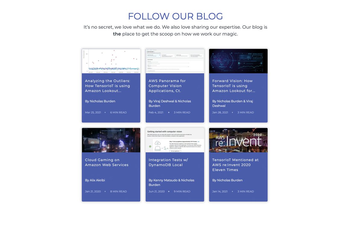 Not only do we love what we do, we also love sharing our expertise. Our blogs are the place to get the scoop on how we work our magic. Explore them all: medium.com/tensoriot
.
.
.
#tensoriot #iot #aws #technologyblogs #awsblog #computervision #lookoutforvision
