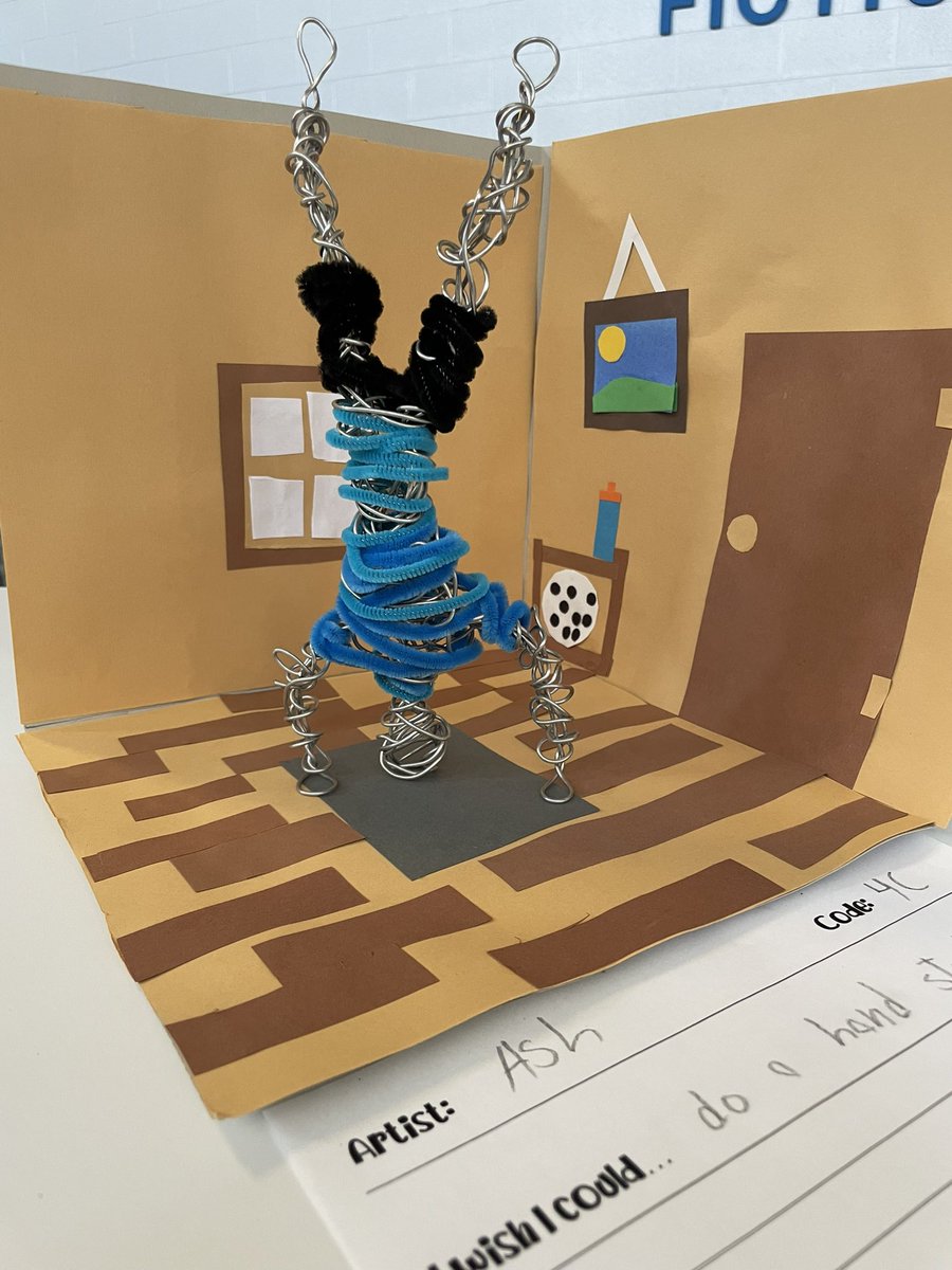 artwithMsFlo's tweet photo. Special thanks to @FairhillLibrary for displaying our fourth grade wire sculptures! Here we have a scientist, yoga instructor, snowboarder, and ballet dancer! @FairhillES https://t.co/2M1TLPffXB