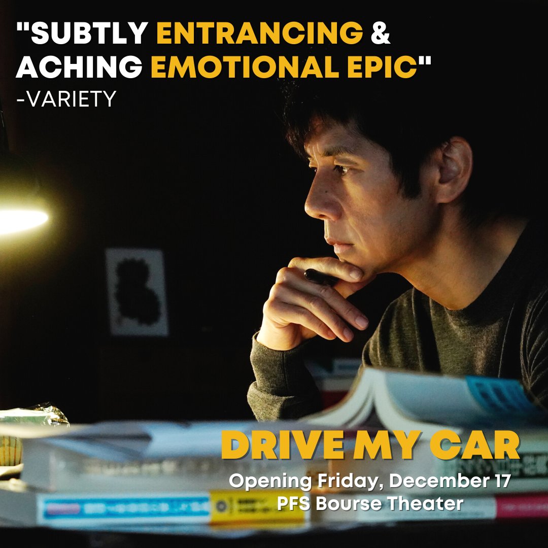 phillyfilmsoc's tweet photo. Opening this Friday at the PFS Bourse, the Official Film Selection of #PFF30: DRIVE MY CAR!
Adapted from Haruki Murakami’s short story, DRIVE MY CAR is a haunting road movie traveling a path of love, loss, and peace.
For tickets and showtimes! ✨🎥🍿✨: https://t.co/ZRj04P2Yli https://t.co/qxmJPKB1hK