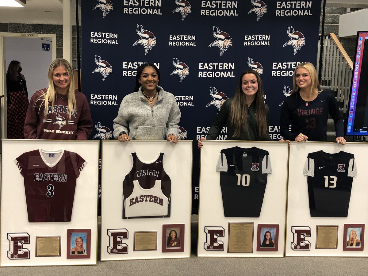 Congrats to these four amazing athletes. They had their jerseys retired tonight at Eastern. 
Kara Heck 🏑
Jailya Ash 👟 
Kelli McGroarty ⚽️ 
Riley Tiernan ⚽️ 
<a href="/easternviking/">Eastern Athletics & Activities</a> <a href="/EGSgirlssoccer/">⚽️Eastern Girls Soccer⚽️</a> <a href="/eastern_g_track/">Eastern Girls XC/T&F</a> <a href="/EasternRegFH/">Vikings Fan Field Hockey</a>