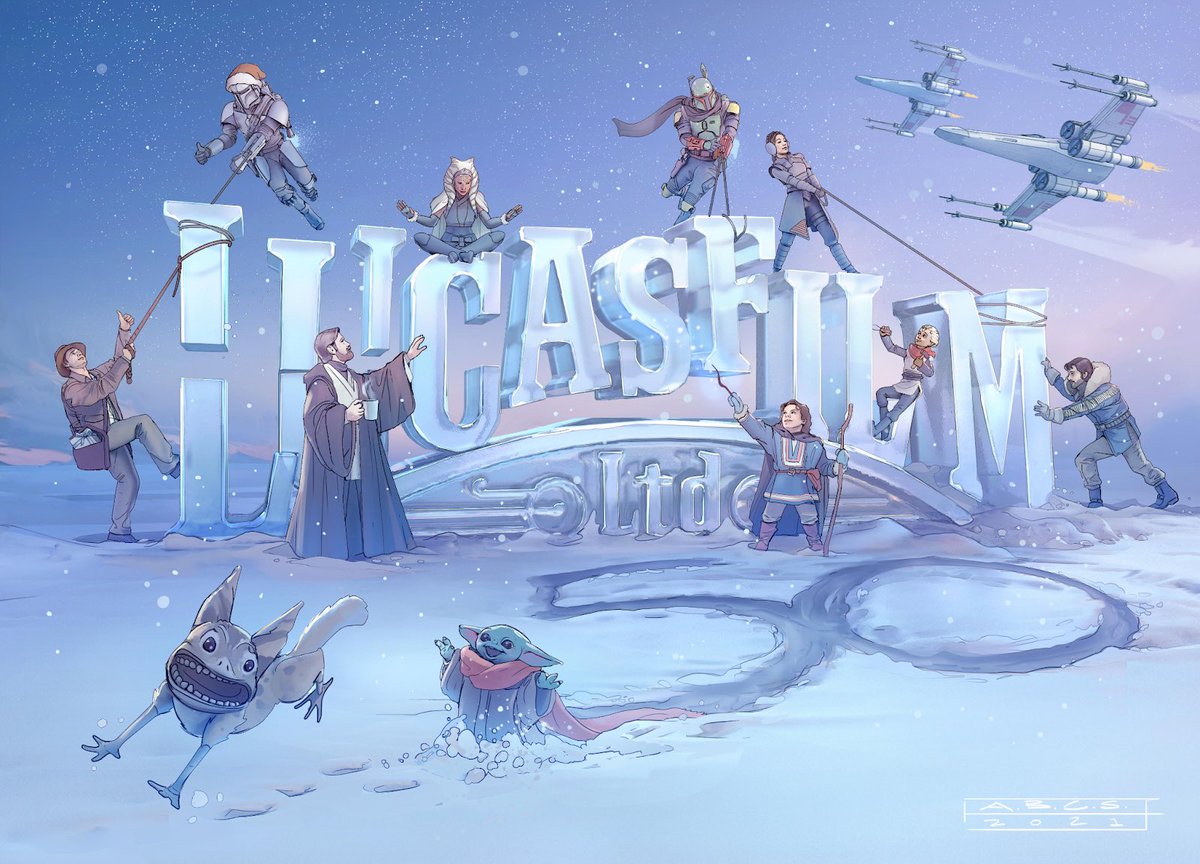 mnwupdates's tweet image. This year's Lucasfilm holiday card. Art by @artbyabc

#StarWars #FennecShand #TheBookOfBobaFett