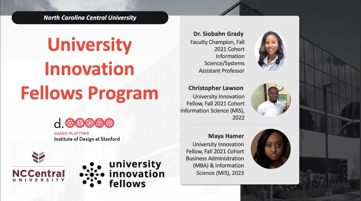 Congratulations to Assistant Information Science/Systems Professor @drday_ and her two Graduate Research Assistants in the @_LAIER_ @mdhamer19 and @heyyy_lawson ! They are the first Cohort from @NCCU to complete the @uifellows Program from @Stanford ! @NCCUSLIS #nccu #hbcu