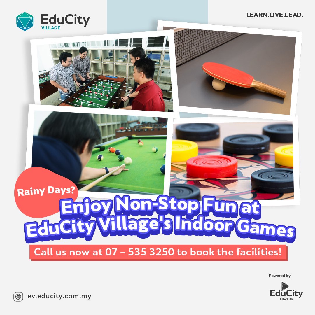 educityofficial's tweet photo. Which type of sports person are you?

In EduCity Student Village, we provide you not just one indoor sports facility, but THREE! 

Flex those muscles and gear yourself up to enjoy our Foosball, Ping Pong &amp; Pool Table!

#EduCityIskandar #EduCityVillage #StudentHostel #EcoBotanic https://t.co/Nh2jsa7TeC