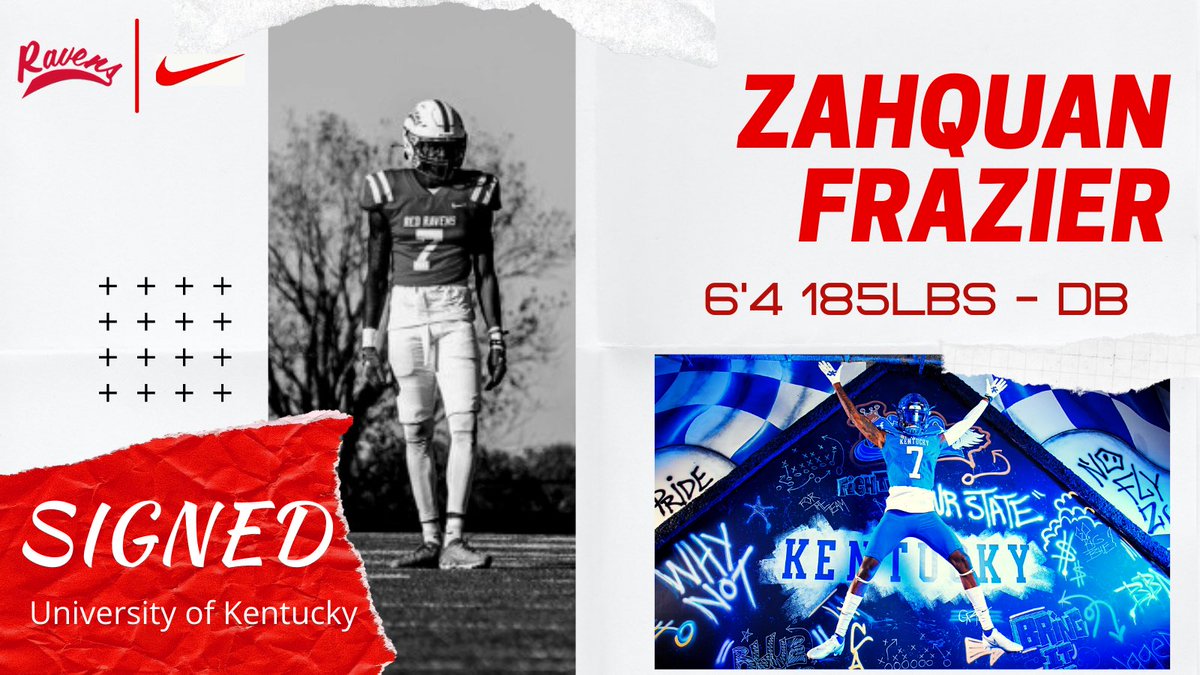 Red_Raven_FB's tweet photo. Congratulations to @ZFrazier19 for signing with University of Kentucky. Can not wait to see you do BIG things. Once a Raven, Always a Raven 🦅

#VilleMade #NationalSigningDay @UKFootball https://t.co/HGoBteBUMB