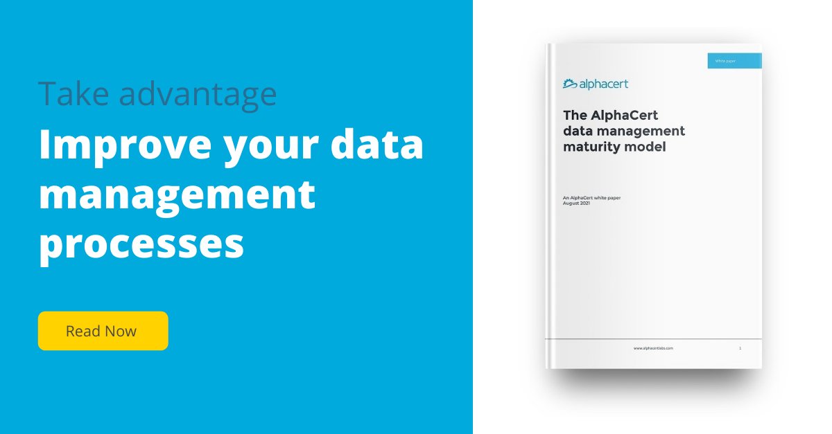 AlphaCertLabs's tweet photo. The AlphaCert Data Management Maturity Model has been designed with funds in mind. Use it to understand where you're at on your data management journey and where you might need to improve: https://t.co/PT5mne36fT

#datamanagementbestpractice #investmentreporting https://t.co/ES6Kc3mZhk