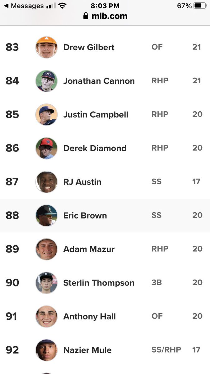One day later &amp; a different publication our guy <a href="/AdamMazur21/">Adam Mazur</a> sits in the top 100 of 2022 MLB draft prospects at #89.  People are starting to figure out what we’ve known for a long time.  Keep workin, keep climbin!  Let’s go! #Family
