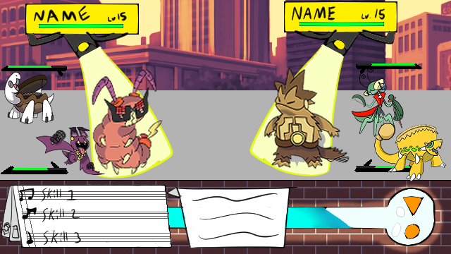 BeatCityMonster's tweet photo. Battle Mock-Up. Rotation Battle with shared point meter HYPE! to spend on moves and Evolutions. Opinions on layout, monster positioning, etc.? #turnbasedthusday #indiedev https://t.co/8S5dkiqm5J