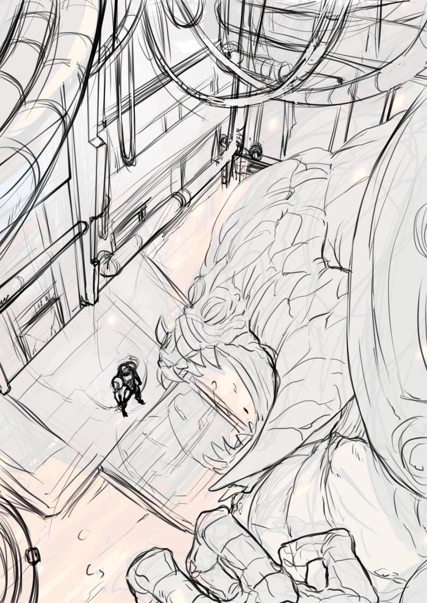 H_Potemkin's tweet image. #WIP of #Samus about kick #Kraid's ass.

#MetroidDread #Nintendo #WorkInProgress