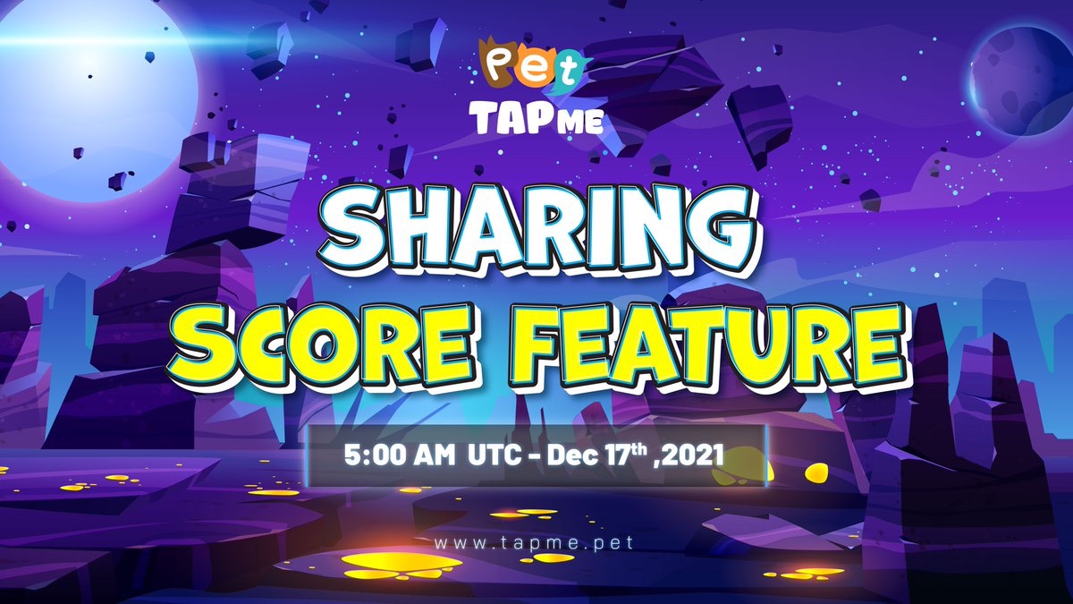 📸 SHARING FEATURE IS COMING TOMORROW 📸 
💰 With each referal , player will get 10% fee CHIP in-game from the new player 💰
Play now or regret later: tapme.pet