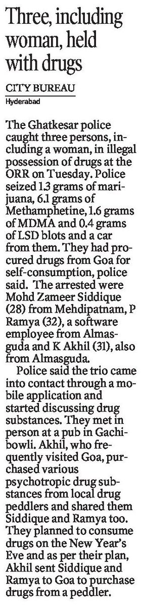 MalkajgiriCop's tweet photo. On tip of information, sleuths of @GhatkesarPS #apprehended three #DrugOffenders and seized #drugs i.e #Methamphetamine, #DMDA, #LSD bolt from their possession. https://t.co/eBQiskQ1Bx