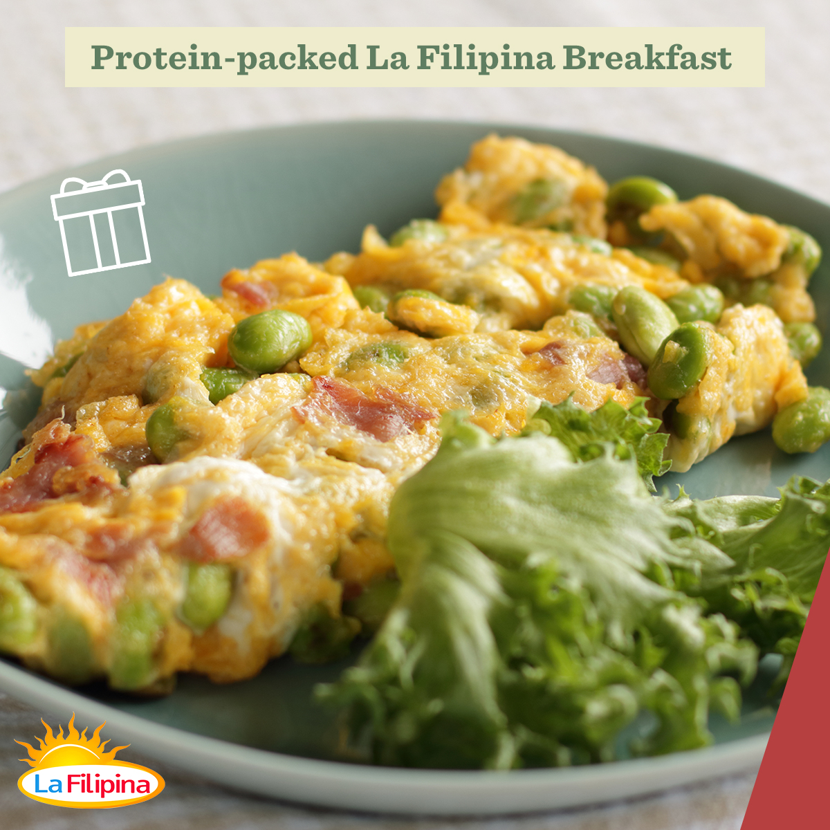LaFilipinaPH's tweet photo. Fuel up for Hump Day and Power Up with this protein-packed breakfast! 

Get the energy you need, and kick start the day with this delicious omelet that you can’t go wrong with. 

#LaFilipinaSnackHacks #cornedpork https://t.co/ZeGbVoP4zK