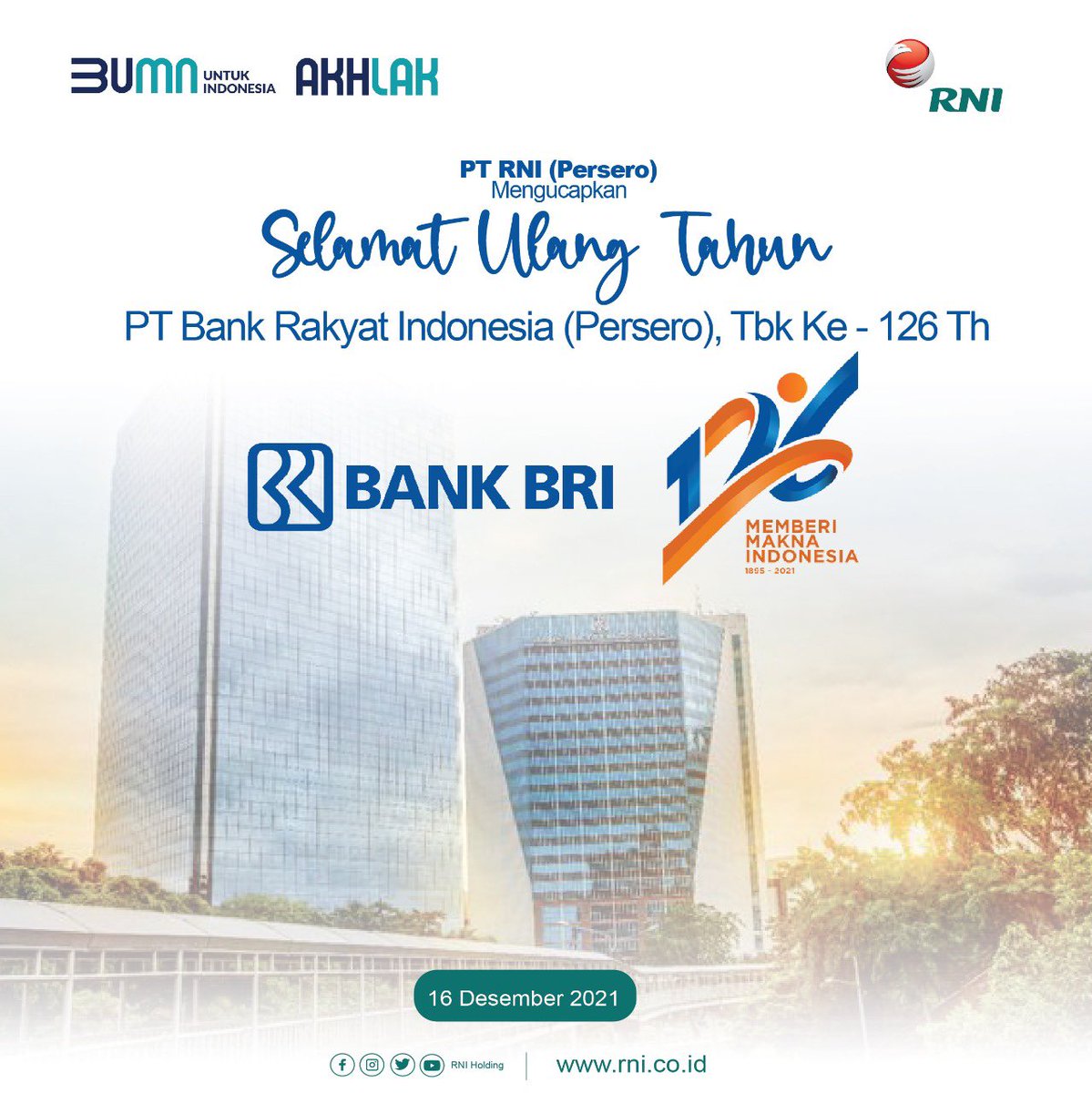 idfood_official's tweet photo. #UlangTahunBUMN
Selamat Ulang Tahun ke-126 PT Bank Rakyat Indonesia (Persero)
Salam sinergi.
#BUMNUntukIndonesia
#BUMNKlasterPangan
#RNIGroup
#HUTBRI
#BangkitBersama
#PanganTumbuhIndonesiaTangguh
@promo_BRI https://t.co/wvak6MnDAT