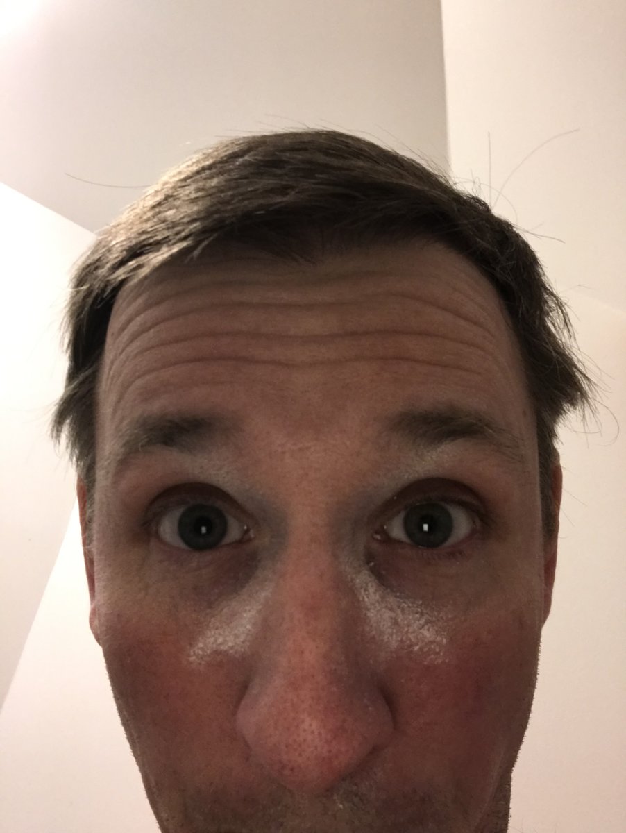 thencrew's tweet image. No, I wasn’t trying to powder my nose. That’s the look of success after sanding drywall mud. Something I’ve been busy with outside of music. 🙂