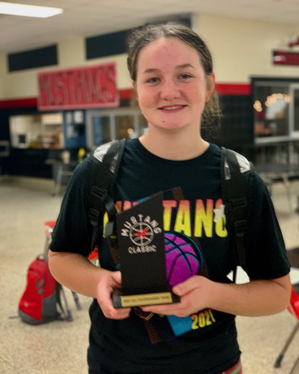 Congrats to Jordan Gramlich on her selection to the Lady Mustang Classic All Tournament Team! Jordan averaged 12.3 ppg over our 3 games in Anderson, MO including, a game high, 22 points tonight. #Only1Airedale #WIN