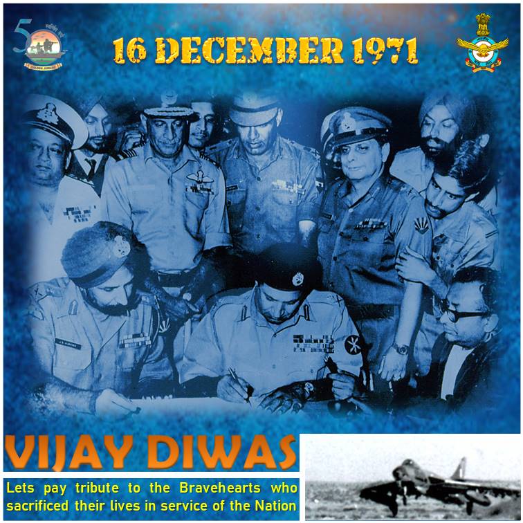 IAF_MCC's tweet photo. #VijayDiwas 

#IAF congratulates all countrymen on the occasion of 50th anniversary of victory over Pakistan in #1971War. Let's pay tribute to Bravehearts who sacrificed their lives in service of the Nation. https://t.co/CNzFr0ziPz