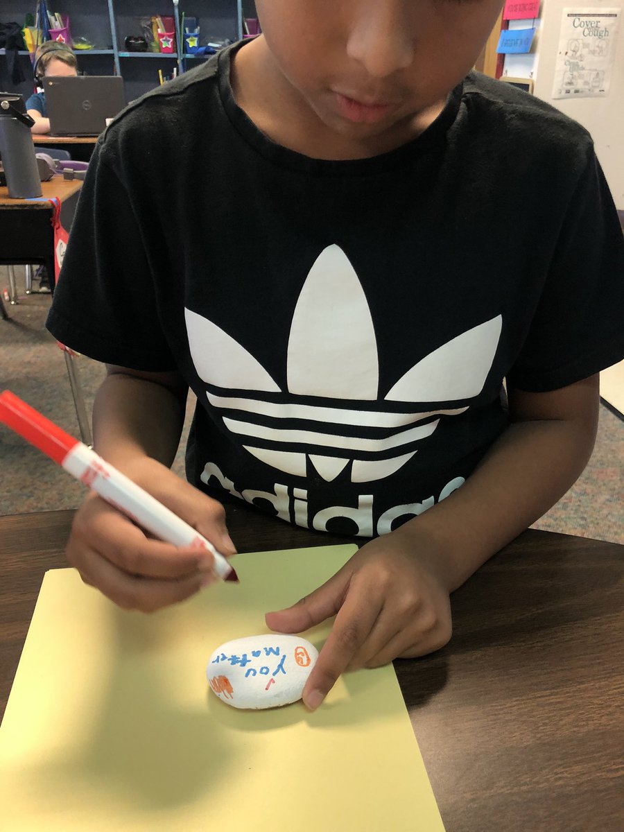 mrsleatherman2's tweet photo. We’ve been counting down the days to winter break with a kindness challenge each day! Today we made encouragement rocks and left them around the playground to brighten someone else’s day🌟 #BPECATS #RRISD @BPEWildcats https://t.co/As5Bf6gyKM