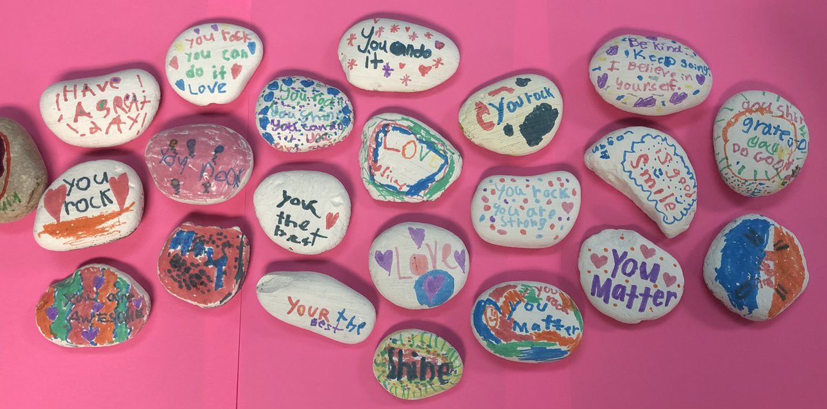 mrsleatherman2's tweet photo. We’ve been counting down the days to winter break with a kindness challenge each day! Today we made encouragement rocks and left them around the playground to brighten someone else’s day🌟 #BPECATS #RRISD @BPEWildcats https://t.co/As5Bf6gyKM