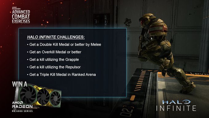 DKarma's tweet photo. It's time for the first @AMDGaming AMD RadeonTM ACE challenge. Complete and submit at least one challenge from Halo in the Reply to earn a spot in the Advanced Combat Exercises. 
 
More info: https://t.co/Tih8L6F9av #RadeonRX6900XT   #AMDPartner https://t.co/nbLVp9Dnjy
