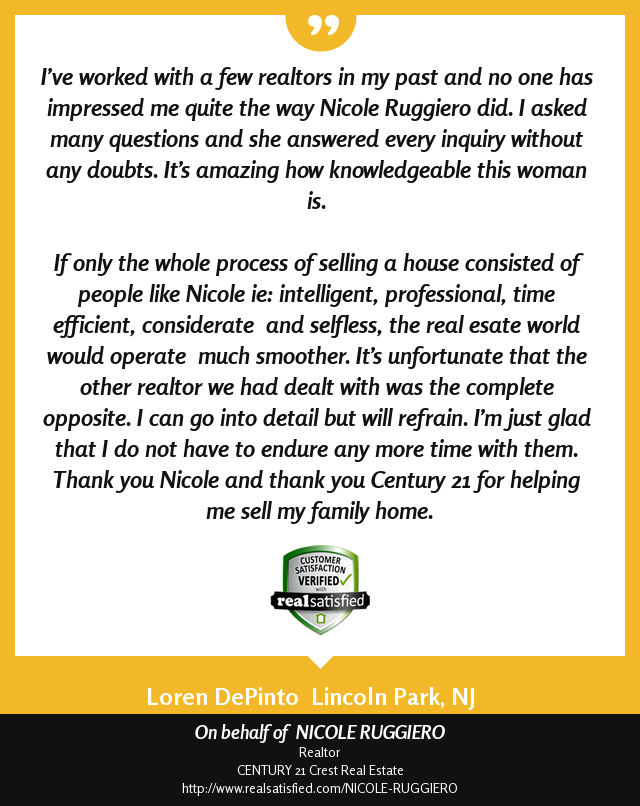 Nothing is more encouraging than a good client testimonial. realsatisfied.com/NICOLE-RUGGIERO via <a href="/realsatisfied/">RealSatisfied</a>