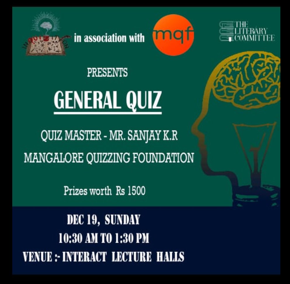 krsanjay's tweet photo. General Quiz in #Manipal on 19th December, Sunday morning.

@VisitUdupi @MangaloreCity @ldq_manipal https://t.co/OhtliNI8c4