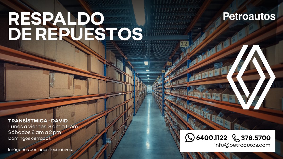 Te ofrecemos el mejor respaldo para tus repuestos genuinos. Cotiza y solicita el tuyo a través de nuestras líneas  6400.1122 / 378.5700.

#RespaldoPetroautos #RenaultPanama #Petroautos

bit.ly/Renault-TW