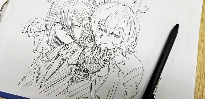 二人描くの難しくて泣いてる 