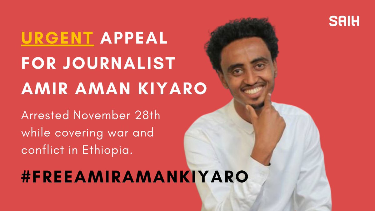 Urgent appeal for journalist working for <a href="/AP/">The Associated Press</a> detained in Ethiopia. This is an attack on freedom of speech and freedom of press. #FreeAmirAmanKiyaro – journalist, #humanrightsdefender and former participant at #StudentsAtRisk