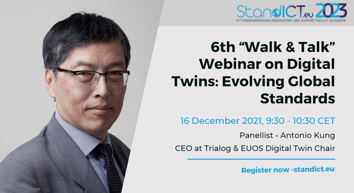 Stand_ICT's tweet image. .@antoniokung, CEO of @Trialog_SA &amp;amp; @AIOTI_EU WG Standardisation Co-chair, is providing an high-level view of the Impact of #DigitalTwin on the Standardisation landscape &amp;amp; correlated activity of #EUOS TWG within @Stand_ICT ⤵️